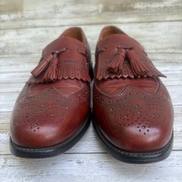 Allen Edmonds Shoes Sz 10.5 C Brown Colfax Wingtip Kiltie Tassel Loafer Leather - Picture 2 of 13
